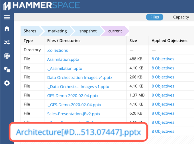 admin recovering deleted file using the gui image1