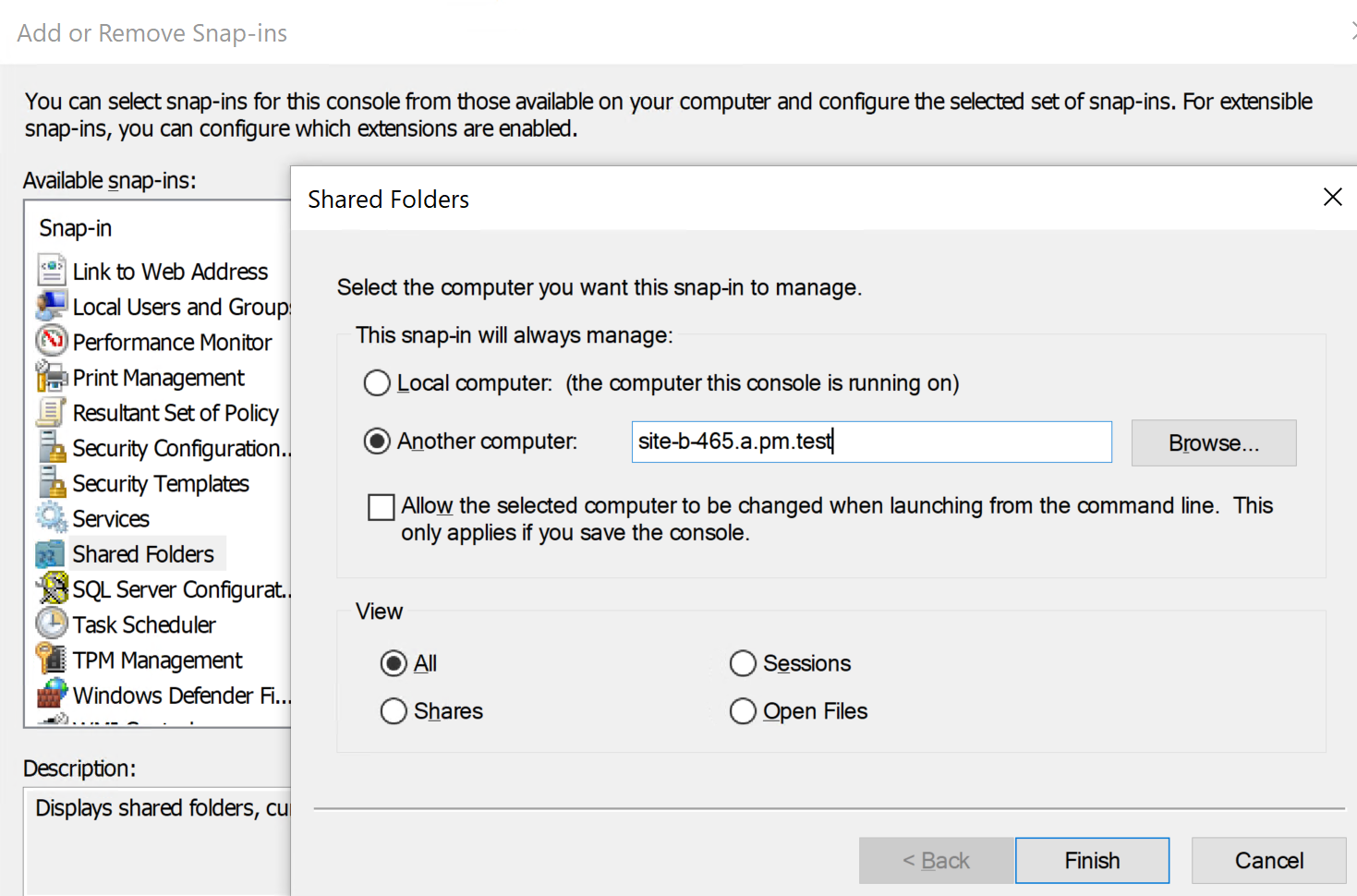 admin using the microsoft management console to set share permissions image1