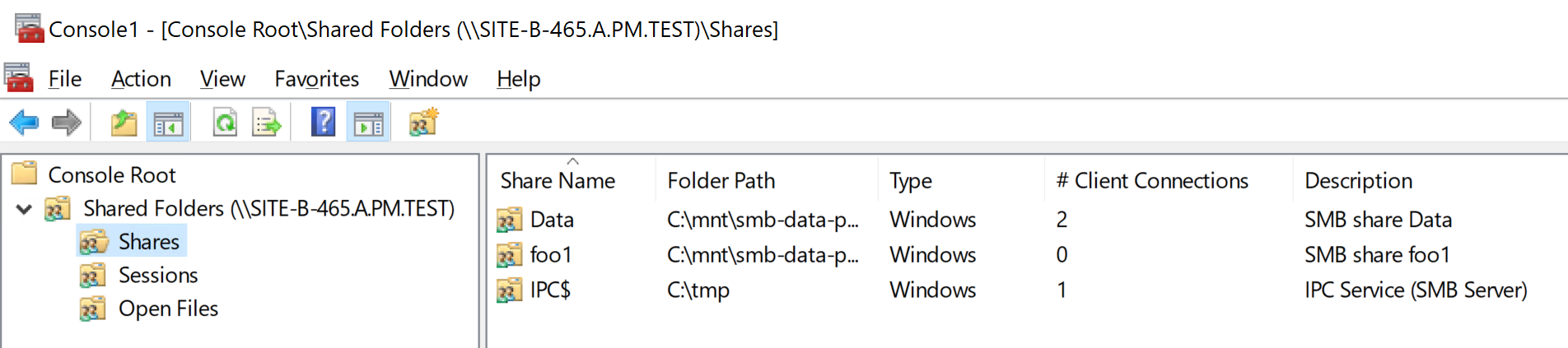 admin using the microsoft management console to set share permissions image2