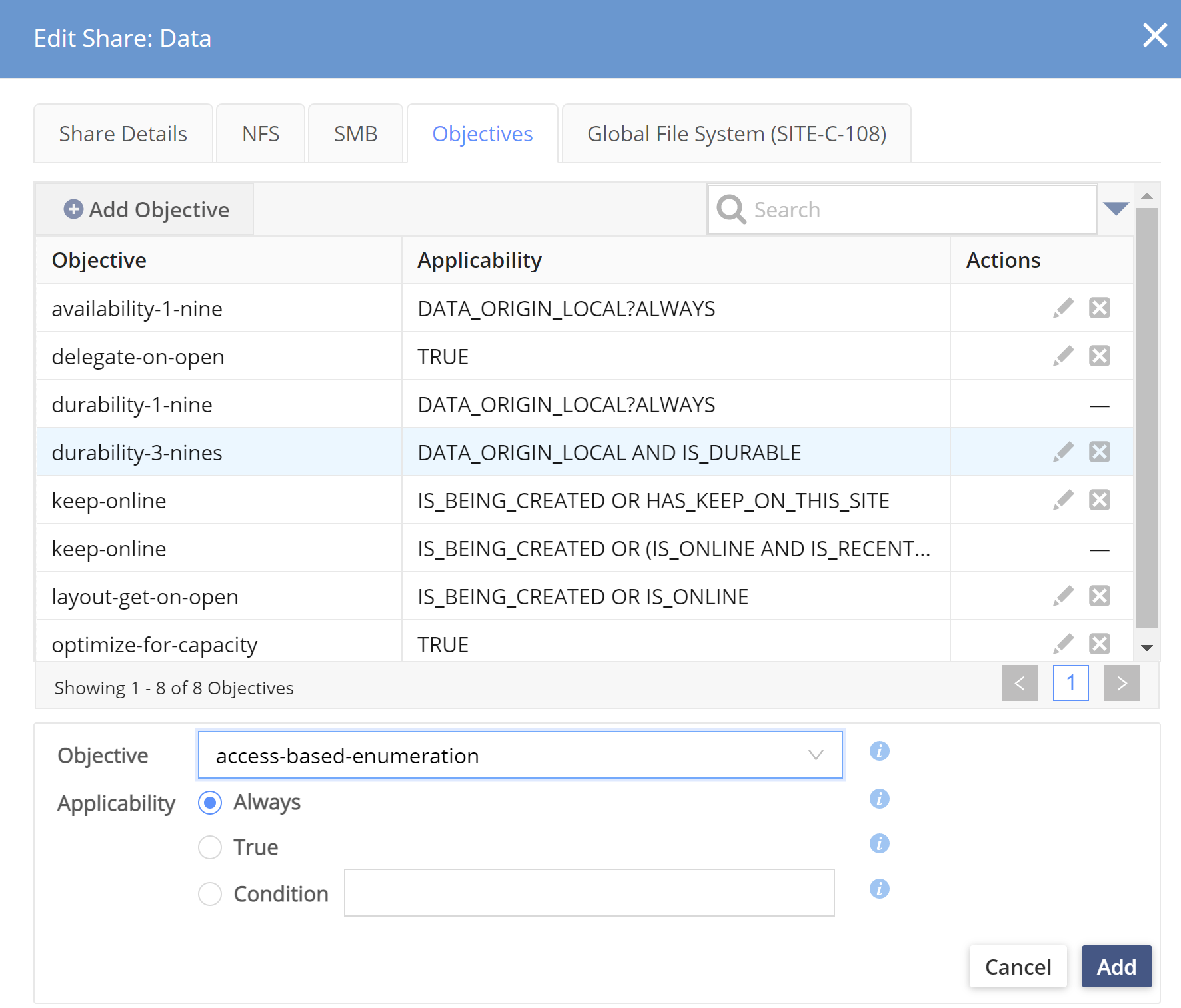 admin enabling abe for an entire share using the gui image1