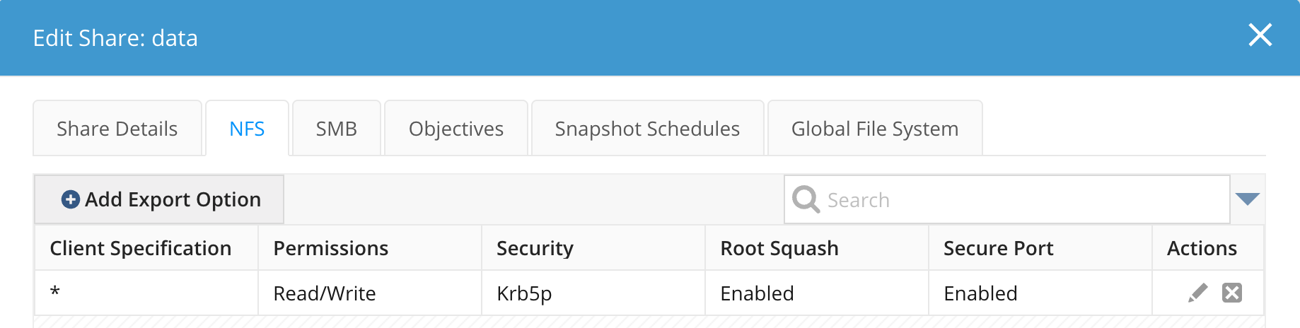 admin enabling kerberos security on nfs export options image2