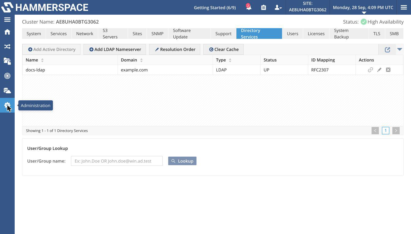 admin viewing configured name services and resolution order image1