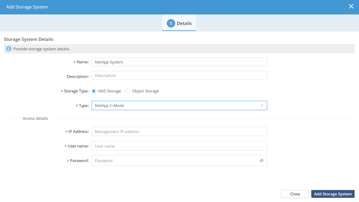 config adding a netapp storage system image1