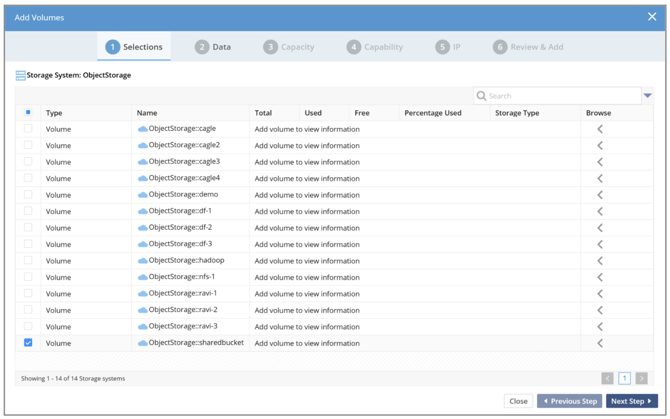 gfsr add a shared bucket using the gui image1