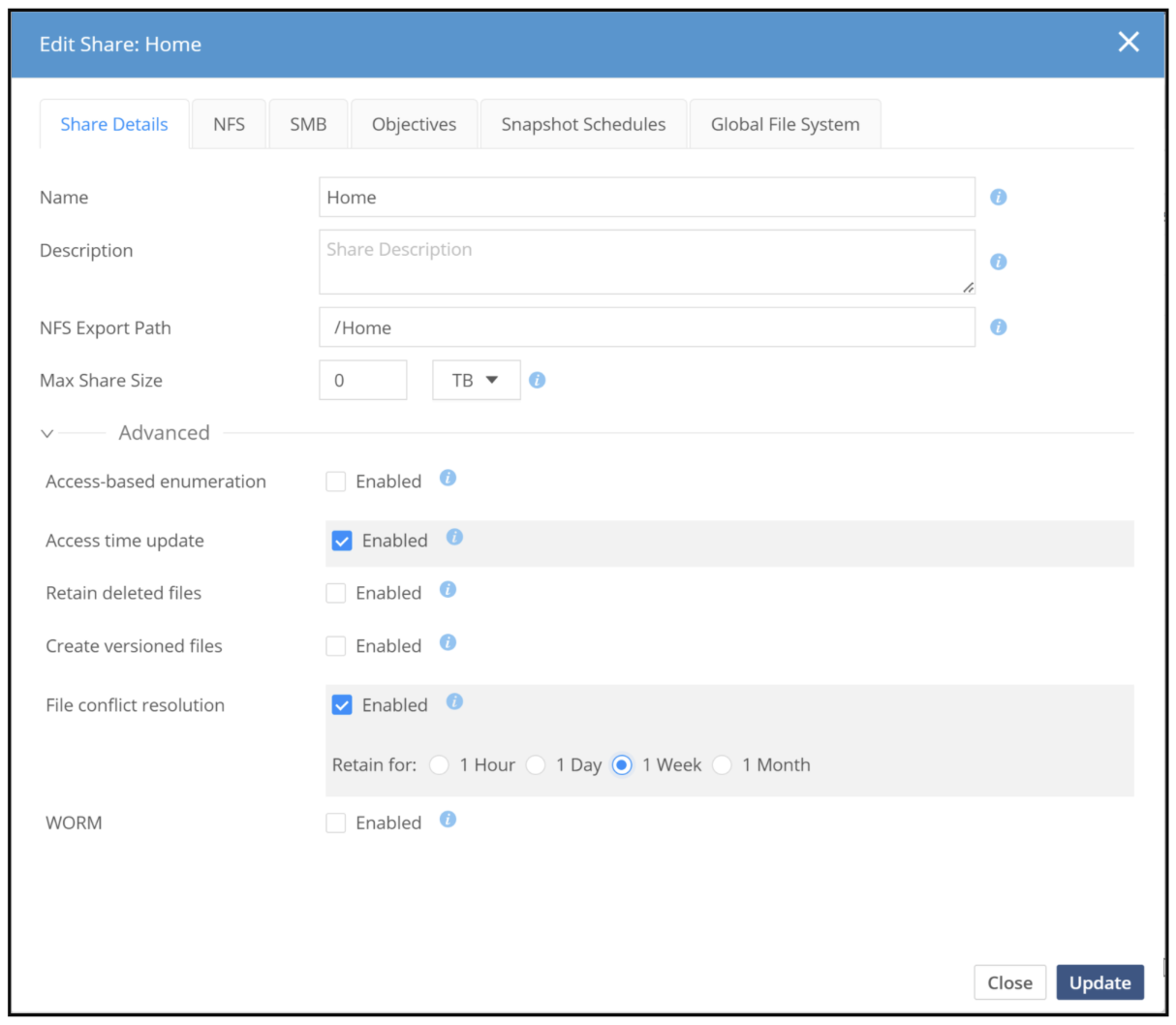 gfsr create a global share using the gui image2