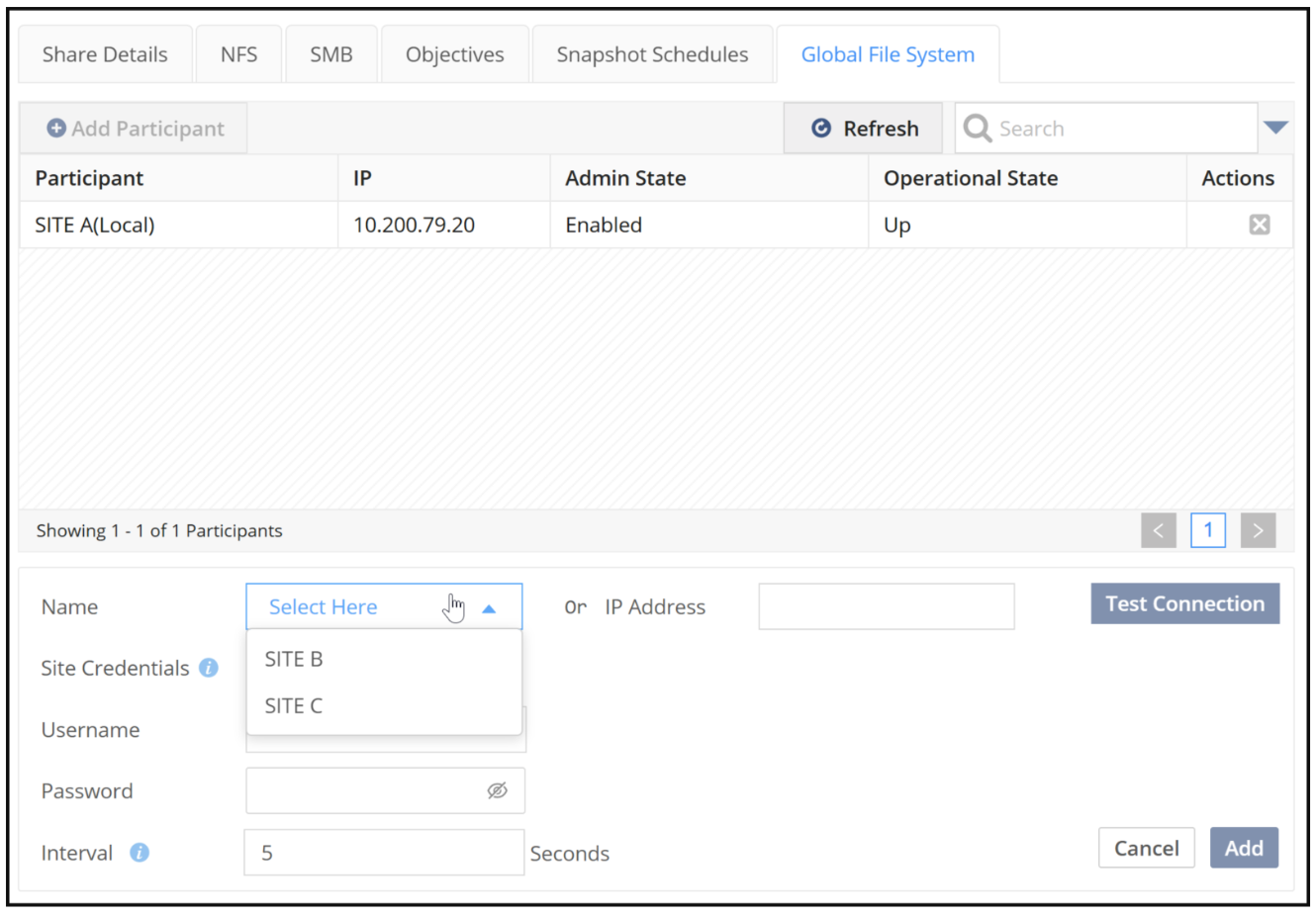 gfsr create a global share using the gui image3