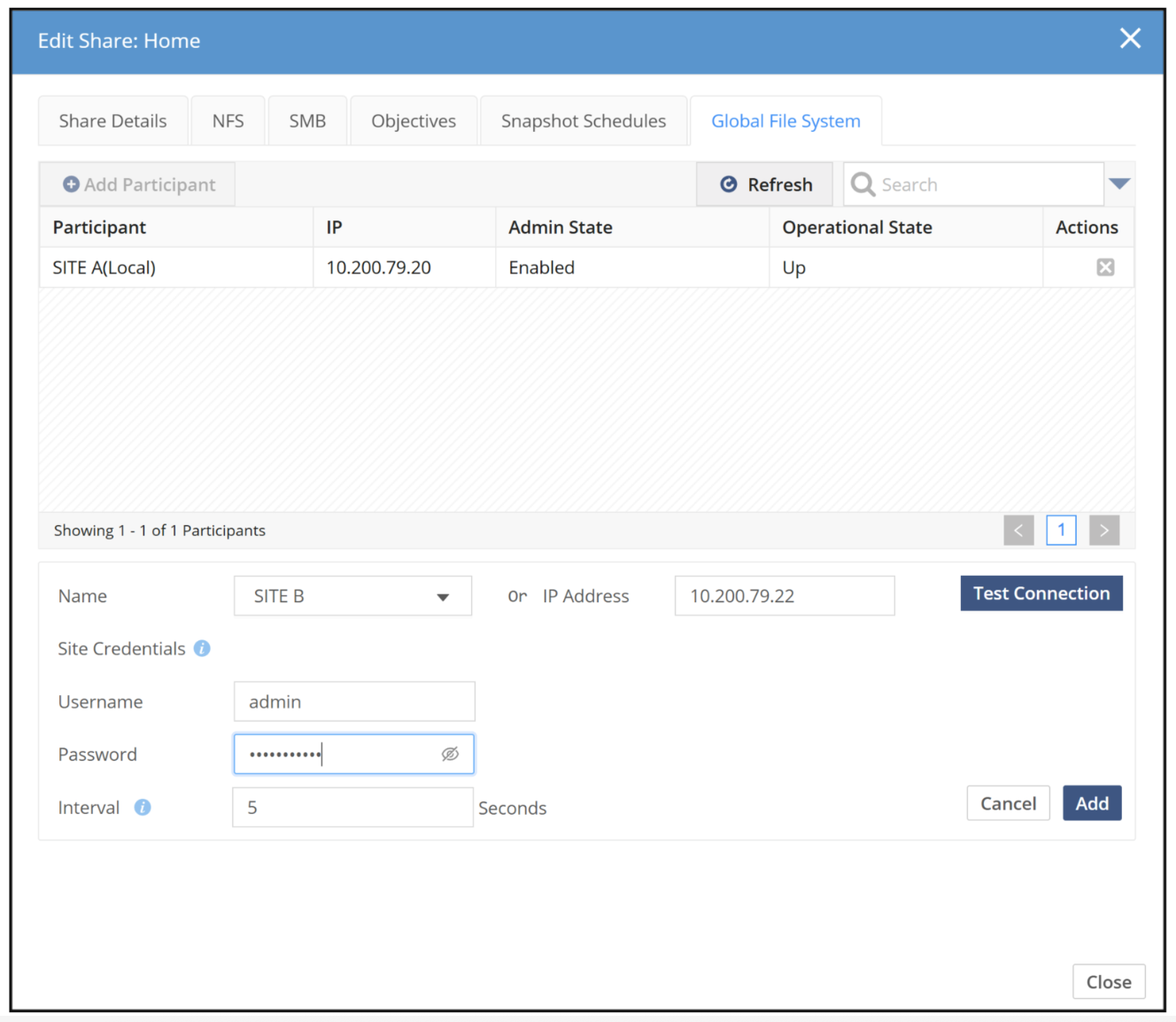 gfsr create a global share using the gui image4