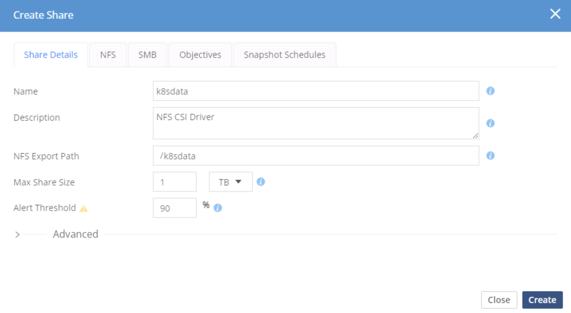 k8s create a hammerspace share for the nfs csi driver image2