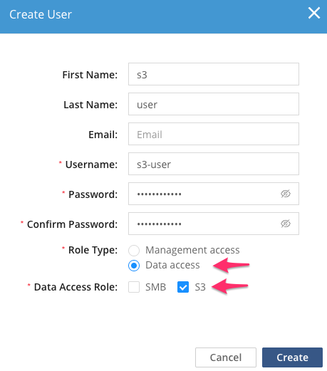 s3 create a local user for s3 access image2