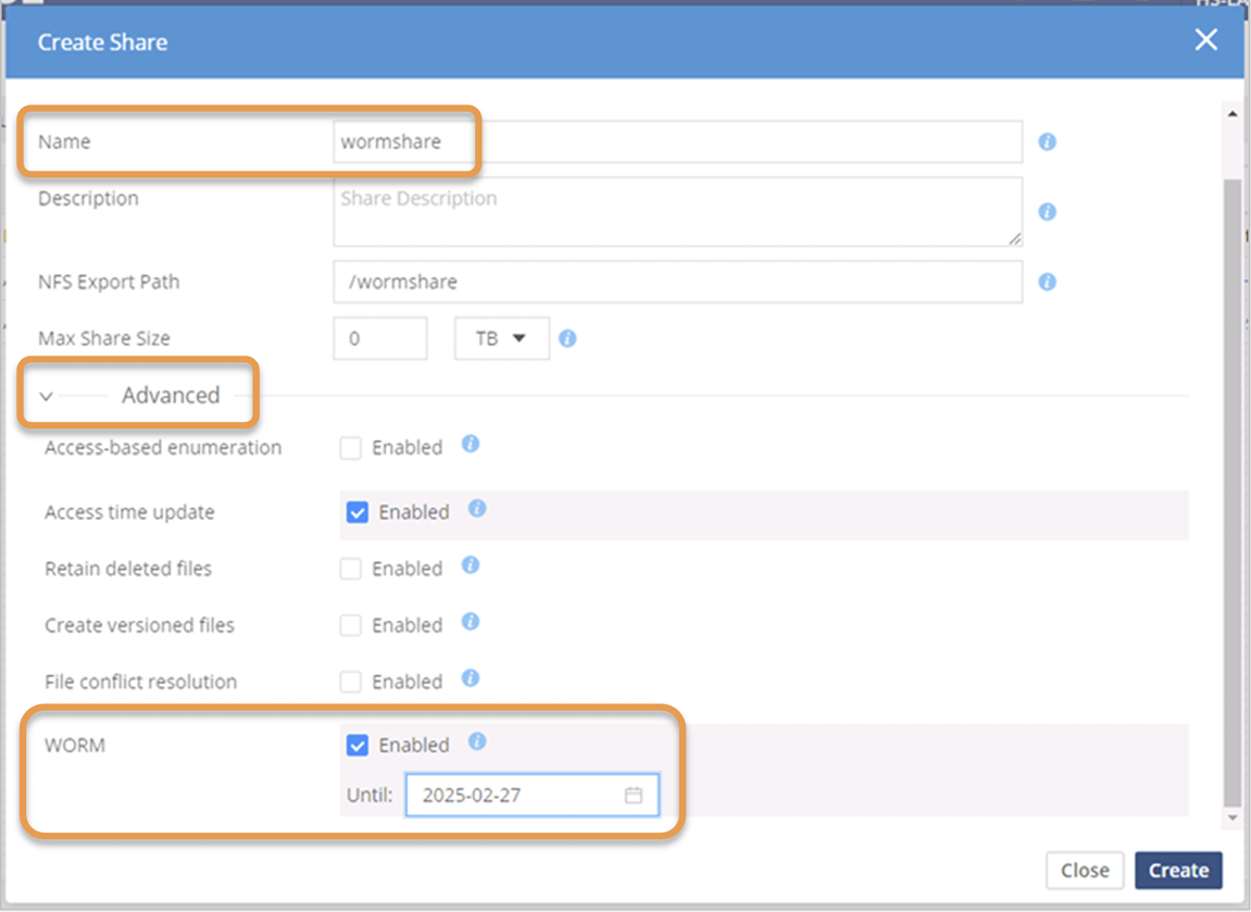 worm configuring a worm share including an expiration date image2