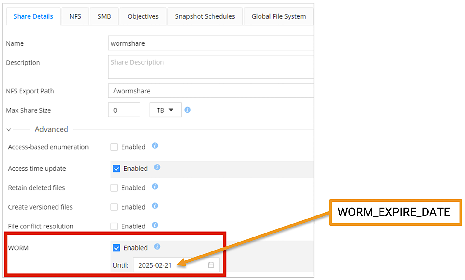 worm immutability objectives in hammerspace image1