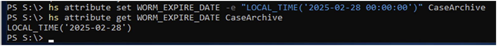worm setting worm operation on a directory using hstk image3